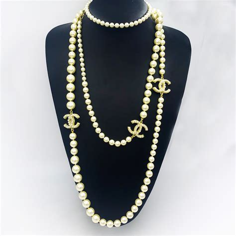 vintage chanel faux pearl necklace|pre owned Chanel pearl necklace.